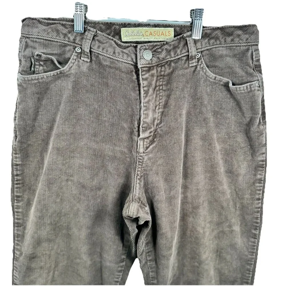 Cabelas Casuals Corduroy Pants Women 14‎ Reg Brown Flare Leg Casual Outdoor